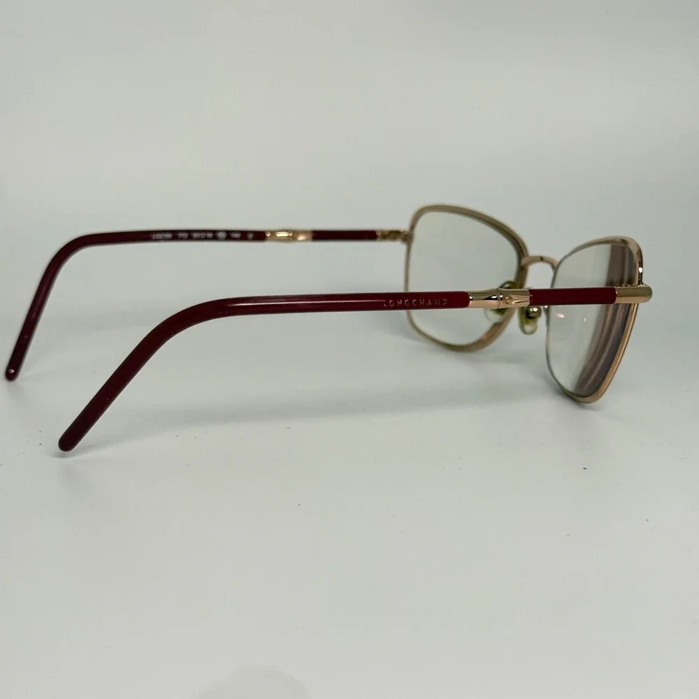 Longchamp LO2155 772 Gold Burgundy‎ Cat Eye Eyeglasses Frames 53-18-140 Womens
